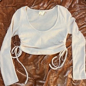 Cropped Waffle Top with Cute Side Details